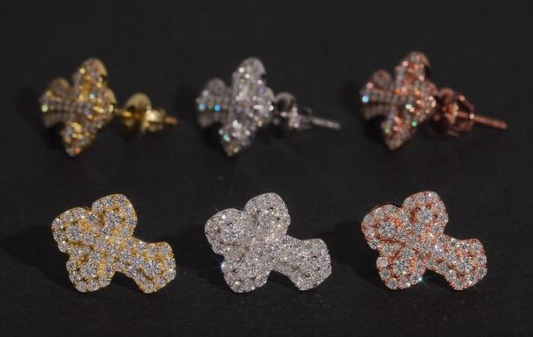 925S VVS Moissanite Cross Iced Out Earrings
