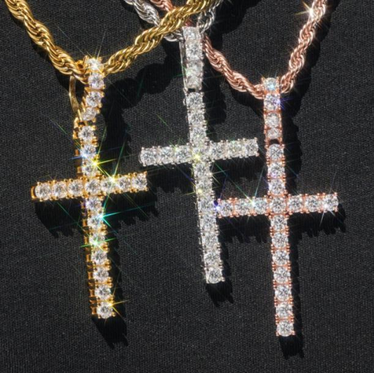 925S VVS Moissanite Cross Pendant 2.5ct